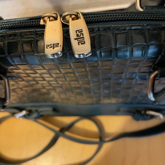 espe Blue Vegan Leather Satchel w/crossbody Strap - Picture 2 of 6